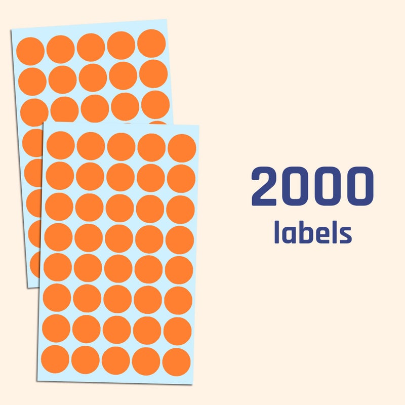 TownStix 2000 Pack, 3/4" Round Dot Stickers Circle Labels - Orange - Image 4